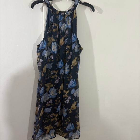 New York & Company Blue Multicolor Floral Sleeveless Dress Sz XL Preppy Classic - Picture 4 of 9